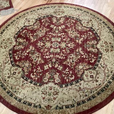 Red and Gold Round Rug
