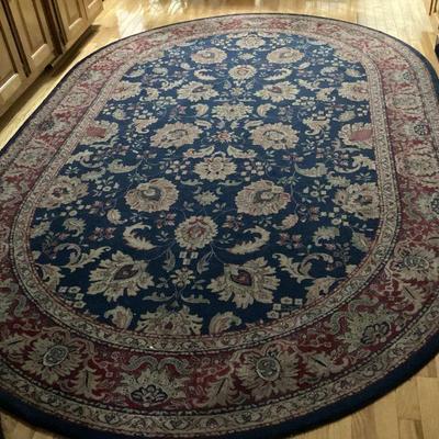 Red and Blue Oval Rug