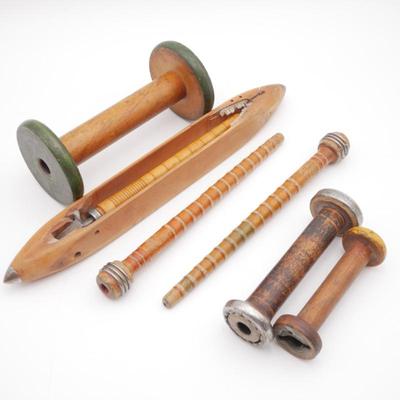 Vintage 6-Piece Wooden Weaving Tools