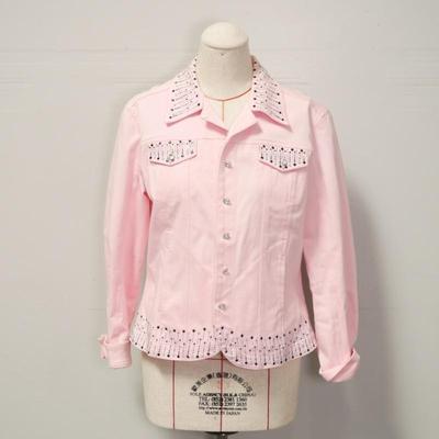 Christine Alexander Swarovski Crystal Studded Pink Jacket size L