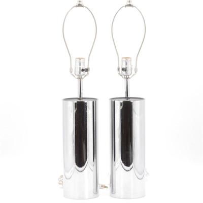 Vintage Mid-Century Modern George Kovacs Chrome Cylinder Table Lamps (Lot of 2)