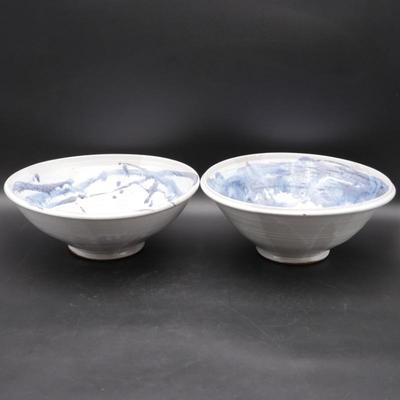 Pair of Hand-Made Pottery Serving Bowls