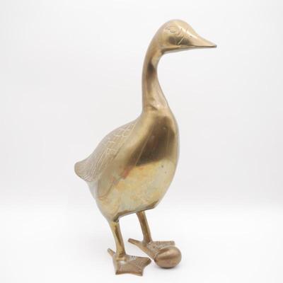 Life-Size Brass Duck Statue w/Brass Egg