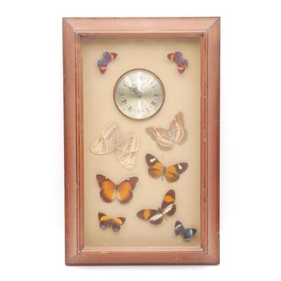 Butterfly Vitrine Rectangular Wall Clock, Made in USA