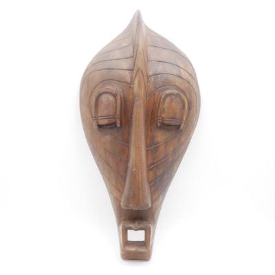 Large Carved Wood Tribal Mask Wall Decor