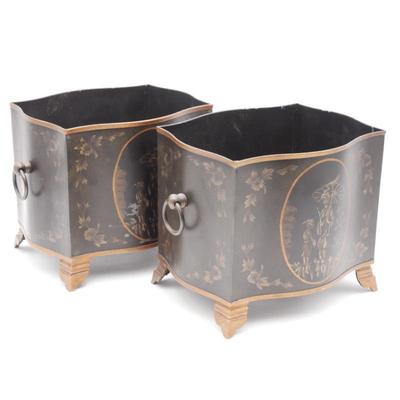 Pair of Footed Metal Planters