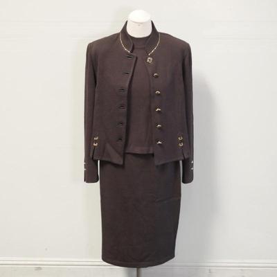 St. John Dark Brown 3pc Skirt Suit