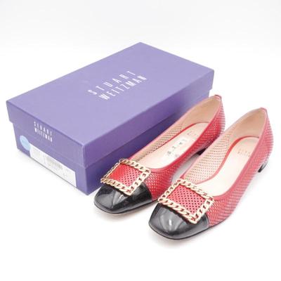 Stuart Weitzman Nappa Chainolo Red Leather Flats size 9