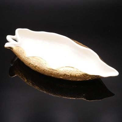 24K Weeping Gold Leaf-Shaped Trinket Dish