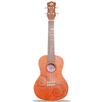 Luna Ukulele Tattoo Concert Mahogany w/Gigbag