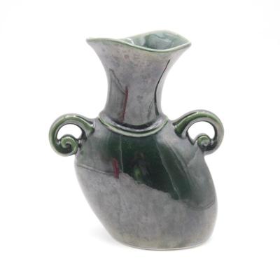 1980s Michael Lambert Signed Dark Green Pottery Vessel
