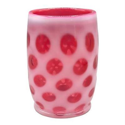 Lot 103  
Fenton Cranberry Opalescent Glass Coin Dot Tumbler, Antique