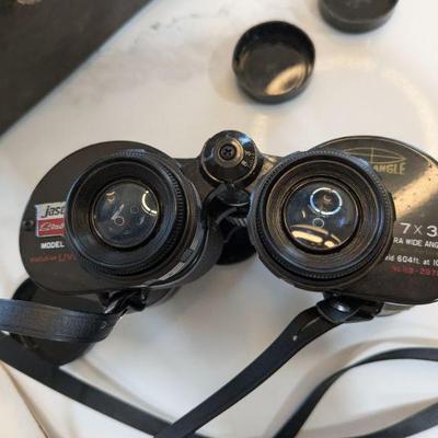 Vintage binoculars with case and instructions
