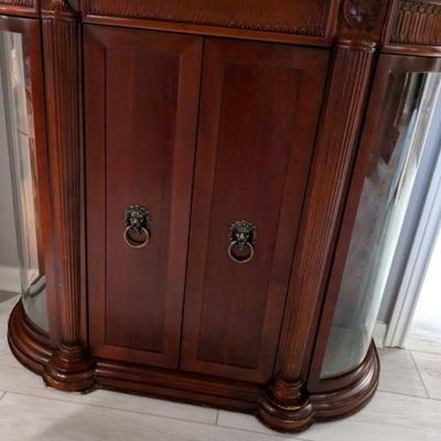 Antique replica cabinet with glass sides and stone top great condition
