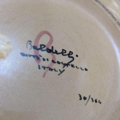 Collectible italian signed and numbered brown and white bowl