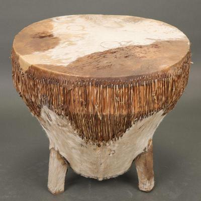 Large African hide drum table