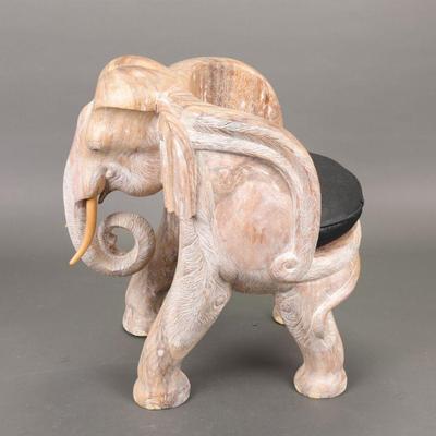 Carved wooden elephant chair
