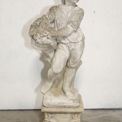 Concrete garden statue on pedestal