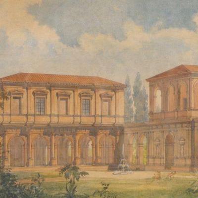 1877 Classical Architecture painting- Klingsbight