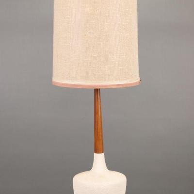 MCM Teak & Pottery tall table lamp