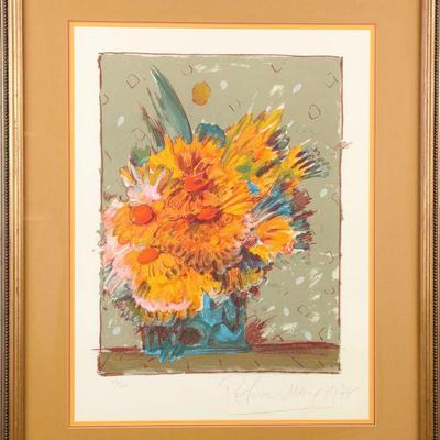 Peter Max "Flowers in Brown" signed lithograph