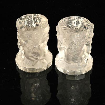 Frosted crystal cherub candlesticks