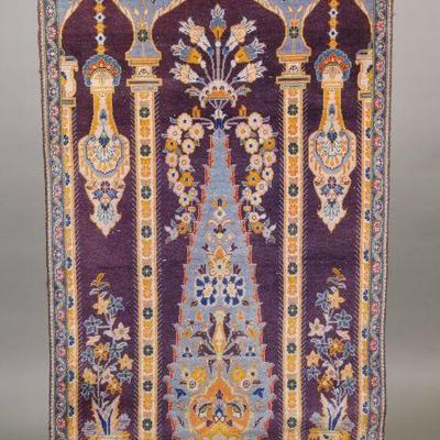 Purple silk Mughal carpet