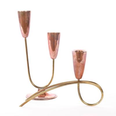 MCM copper and brass candlesticks