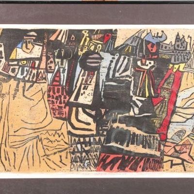 Ynez Johnston signed color etching