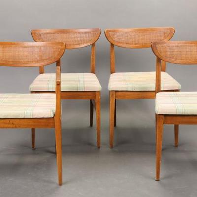 American of Martinsville 4 cats eye caned back chairs