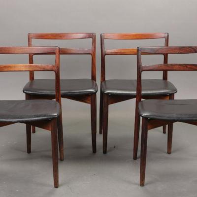 Harry Østergaard for Randers Møbler Danish Modern 4 Rosewood Chairs