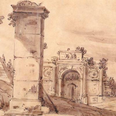18th c. Italian Ink Wash drawing (In the manner of Francesco Guardi)