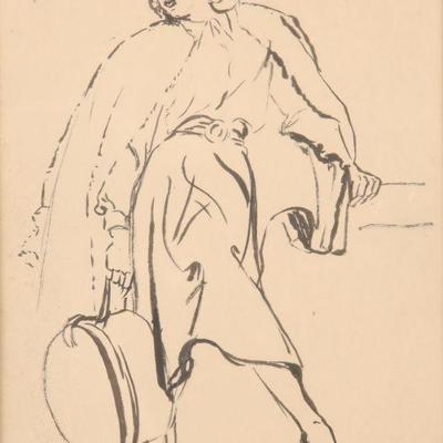 George Luks ink drawing