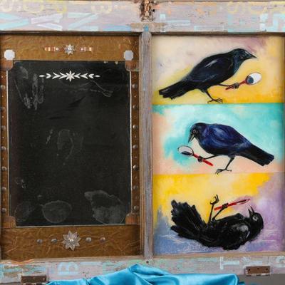 Art window/ mirror with detective crows