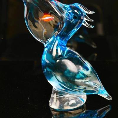 Murano glass pelican signed Elio Raffaeli