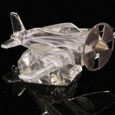 Val St. Lambert French Art Deco crystal & sterling airplane