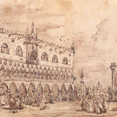 18th c. Italian Ink Wash drawing (In the manner of Francesco Guardi)