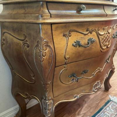 Bombe Commode Chest in Antique Gold