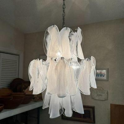 Vintage White Murano Chandelier - Purchaser must be prepared to remove and pack chandelier.