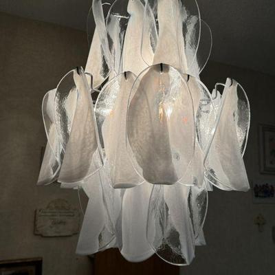 Vintage White Murano Chandelier - Purchaser must be prepared to remove and pack chandelier.