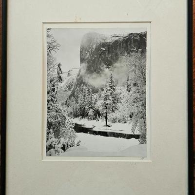 ANSEL ADAMS - "El Capitan, Winter" silver gelatin photo print. Initialed in pencil, lower right.