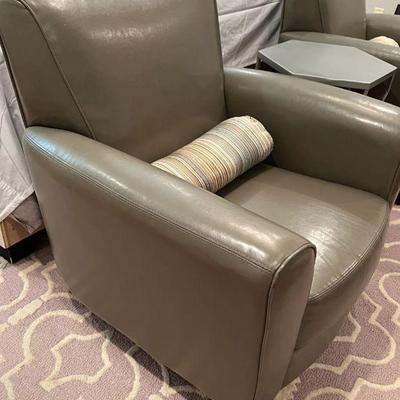 Gray leather accent chairs 