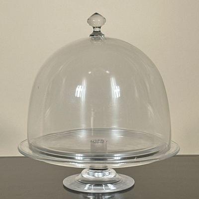 Glass Cheese Dome | Glass pedestal serving dish with domed cloche cover. - h. 13 x dia. 11.5 in


