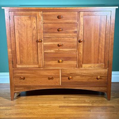 Ethan Allen Dresser Cabinet | Two cabinet doors centering four drawers over two half-width drawers. - l. 55.75 x w. 19 x h. 49.25 in

