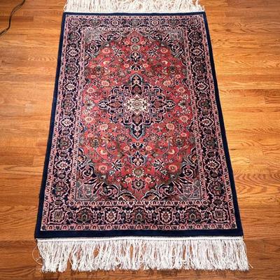 Medallion Area Rug | Central medallion within concentric borders, with long fringe at the ends. - l. 61.5 x w. 38.5 in

