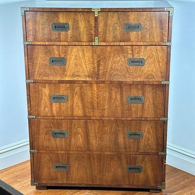 Campaign Style Tall Chest Of Drawers | Tall dresser with two drawers over four full-width drawers. - l. 36 x w. 19 x h. 49.25 in

