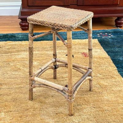 Wicker Plant Stand | Woven wicker plant stand. - l. 13 x w. 13 x h. 24.25 in

