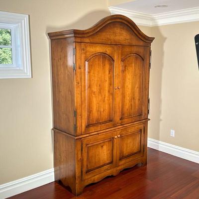 CUSTOM MADE FRENCH STYLE LINEN PRESS/ ARMOIRE | Custom made French or country style armoire cabinet, hardwood construction with brass...