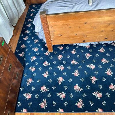 Overall Patterned Carpet | Overall pink rose pattern on a dark navy blue ground. - l. 9.75 x w. 9 ft (approx.)

