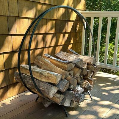 Iron Log Holder | Round black painted iron log holder. - w. 38.25 x h. 38.5 in

